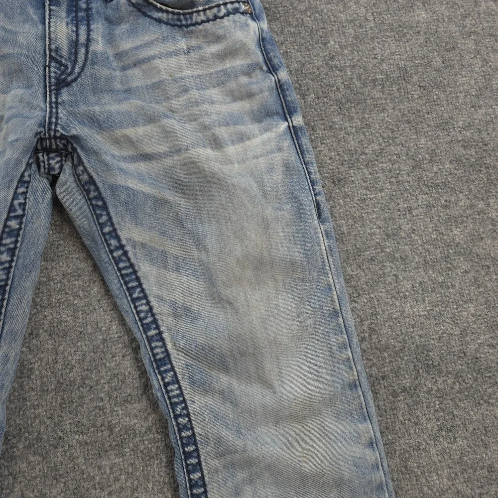 True Religion Jeans Mens 30x33 Light Wash Denim Ricky Straight Logo Casual Prep